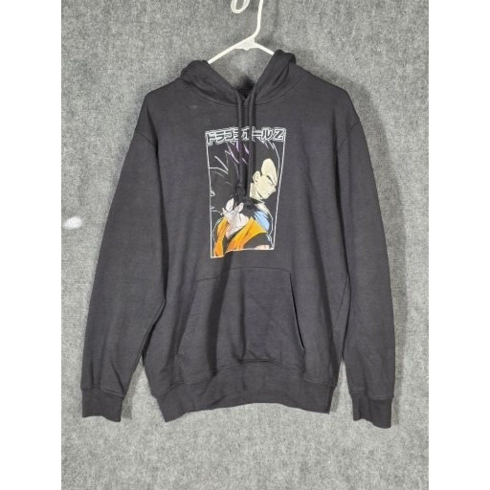 Dragon Ball Z Vegeta Goku Anime Graphic Hoodie Black Sz L Casual Kidcore Cartoon